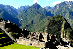 Häuser in Machu Picchu in Peru