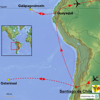 Karte Mystische Osterinsel und Galápagos